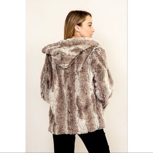 Olivaceous Hooded Faux Fur Jacket